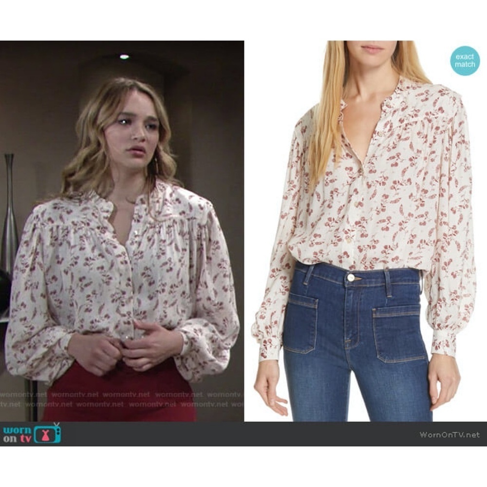 NWT EFFORTLESSLY CHIC:  FRAME: Floral Print Silk Rayon Top: S